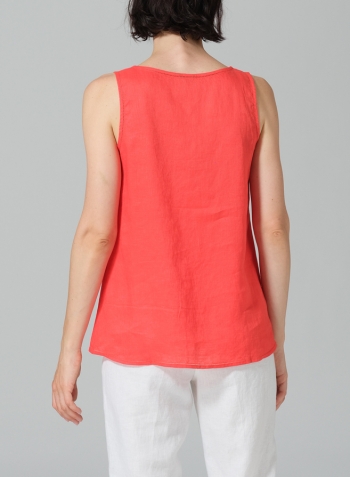 Red Linen Embroidered Sleeveless Cami