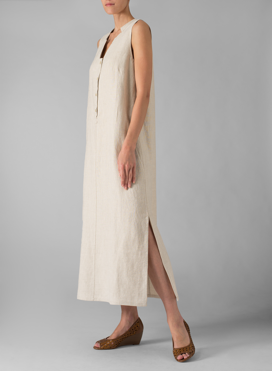 Linen Sleeveless Slip On Dress