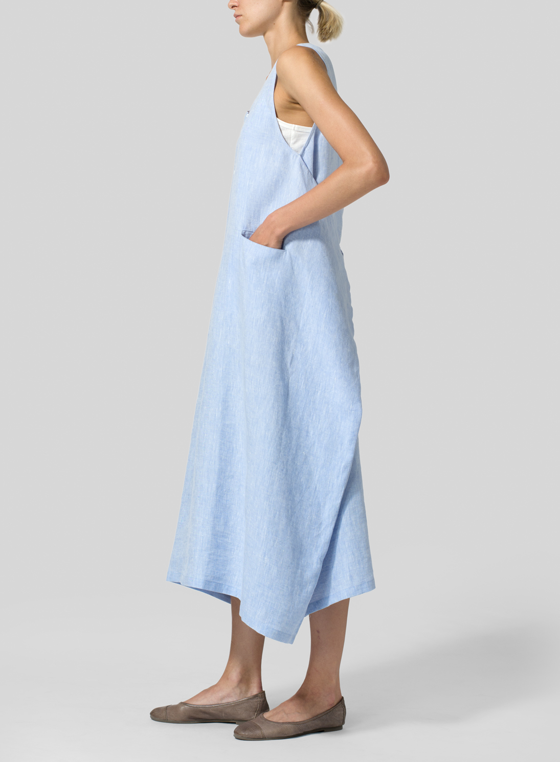 Linen Sleeveless Long Dress Plus Size