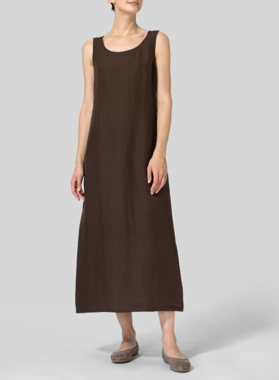 sleeveless linen dress