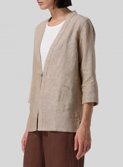 Linen One-Mandarin Button Jacket