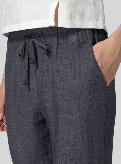 Linen Low Rise Slim Ankle Length Pants