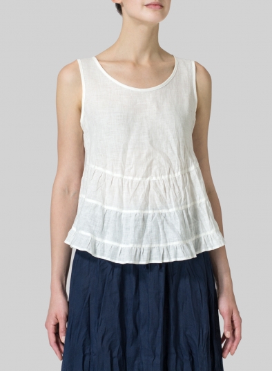 sleeveless linen tops uk