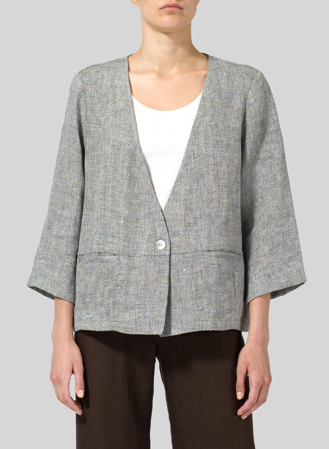 Linen Boxy Fit Jacket Plus Size