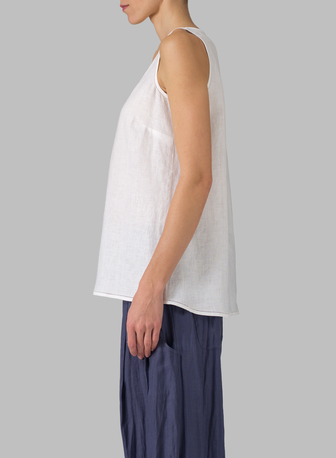 Linen Embroidered Sleeveless Cami