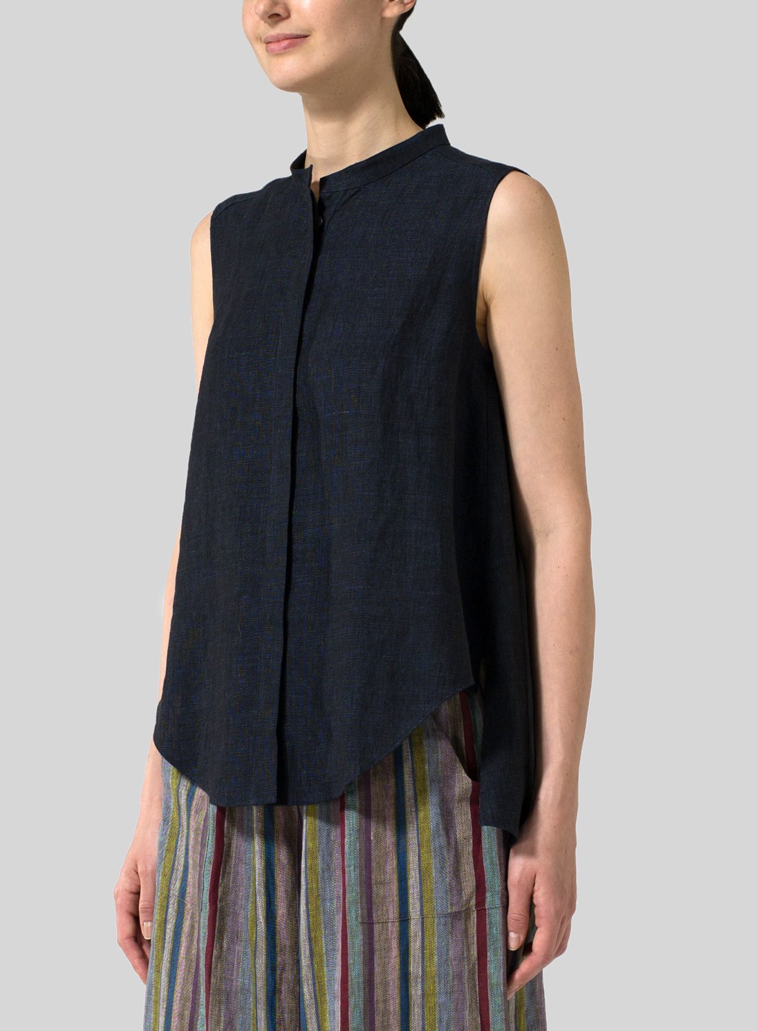 sleeveless linen tops uk