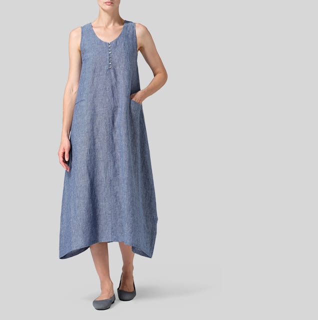 Linen Sleeveless Long Dress