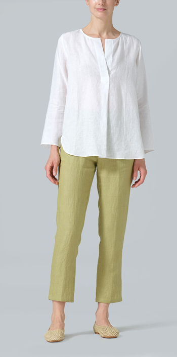 White Linen L/S Relaxed Fit Blouse