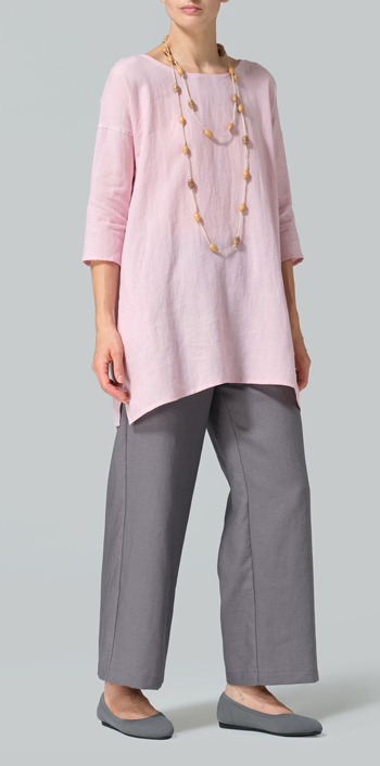 Pink Linen Oversized Top Set