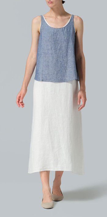 Denim Linen Thin Strap Cami Set