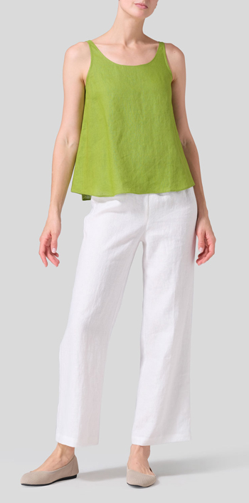 Green Linen Thin Strap Cami