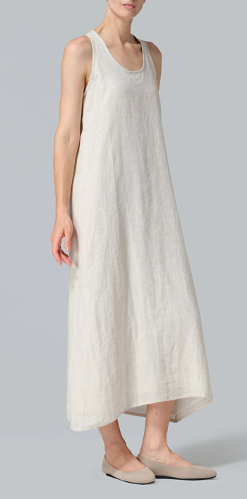 Oat Linen Layering A-line Maxi Dress