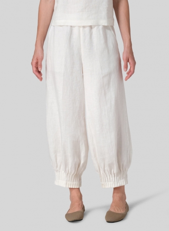 Linen Pleated Cuff Crop Pants