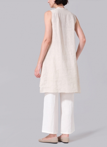 Oat Linen Sleeveless A-line Long Tunic