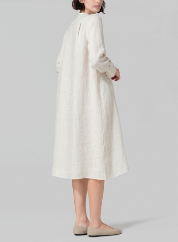 Oat Linen A-shape Long Shirt Dress