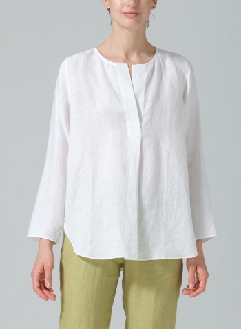 White Linen L/S Relaxed Fit Blouse