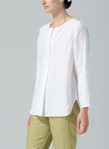 White Linen L/S Relaxed Fit Blouse