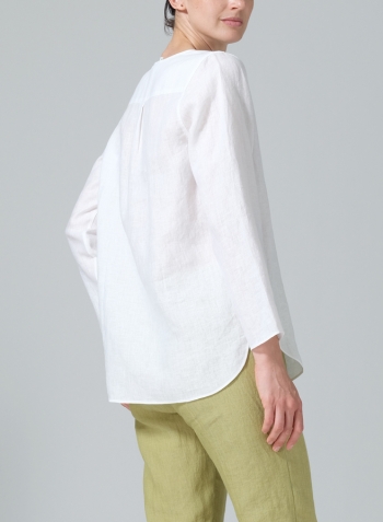 White Linen L/S Relaxed Fit Blouse