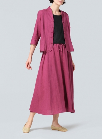 Red Violet Linen Classic Chinese Button Jacket