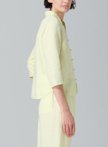 Mist Yellow Linen Classic Chinese Button Jacket