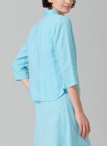 Aqua Blue Linen Classic Chinese Button Jacket