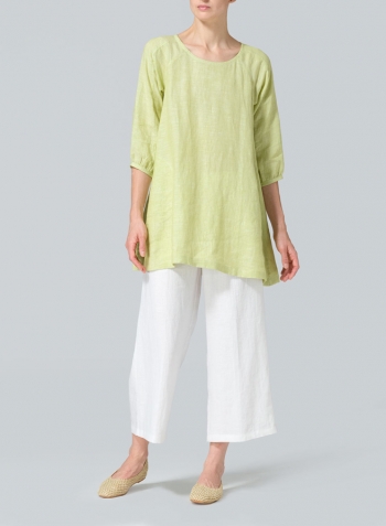 Lime Linen Elbow Sleeve Tunic