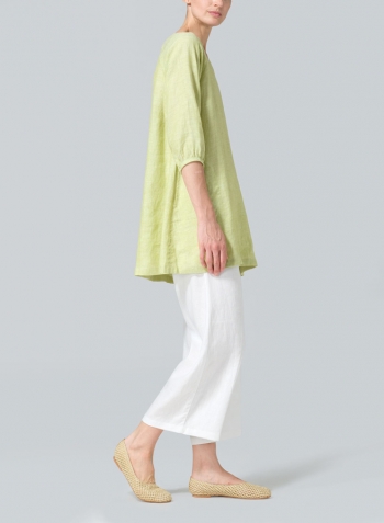 Lime Linen Elbow Sleeve Tunic