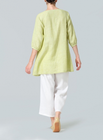 Lime Linen Elbow Sleeve Tunic