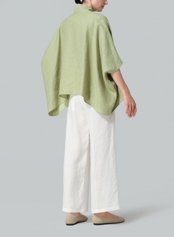 Pale Green Linen Tie Rope Kimono Jacket