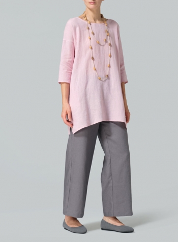 Pink Linen Oversized Top Set