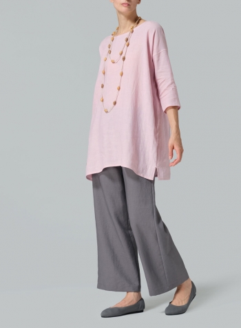 Pink Linen Oversized Top Set