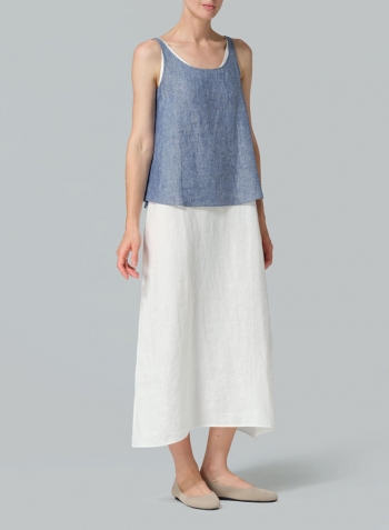 Denim Linen Thin Strap Cami Set