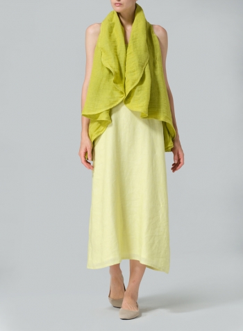 Yellow Linen Layering A-line Maxi Dress Set