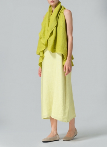 Yellow Linen Layering A-line Maxi Dress Set