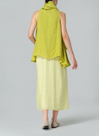 Yellow Linen Layering A-line Maxi Dress Set