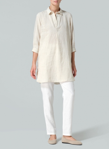 Oat Linen Classic Shirt Tunic