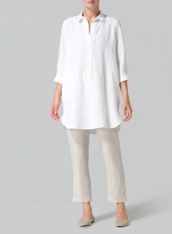 White Linen Classic Shirt Tunic