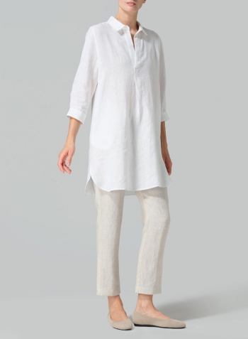 White Linen Classic Shirt Tunic