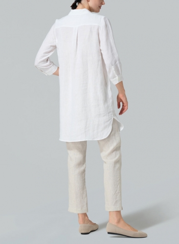 White Linen Classic Shirt Tunic