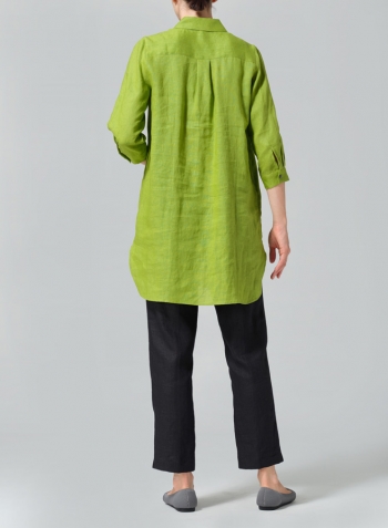 Green Linen Classic Shirt Tunic