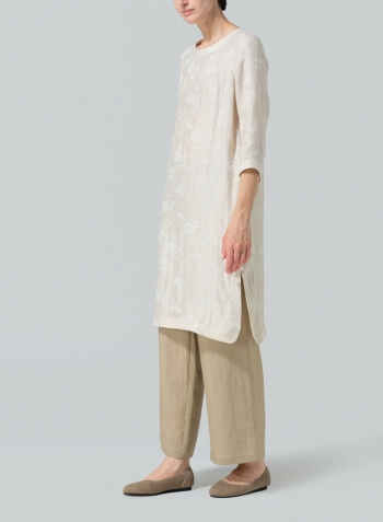 Oat Linen Handmade Knot Jacquard Long Tunic