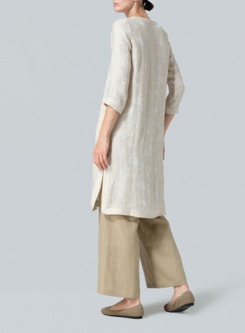 Oat Linen Handmade Knot Jacquard Long Tunic