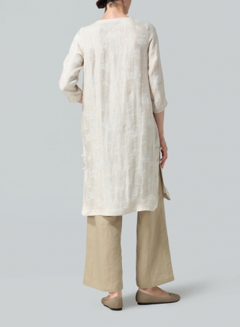 Oat Linen Handmade Knot Jacquard Long Tunic