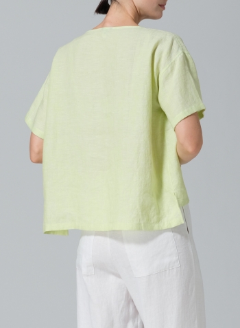 Linen Half Sleeve Boxy Top