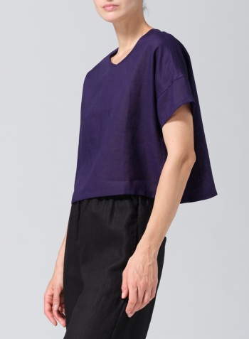 Amethyst Two Tone Linen Round Neck Box Top