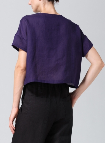 Amethyst Two Tone Linen Round Neck Box Top