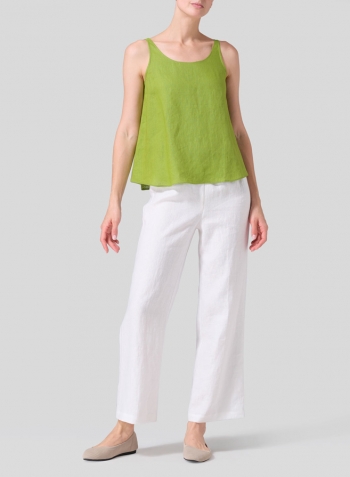 Green Linen Thin Strap Cami