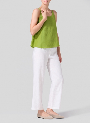 Green Linen Thin Strap Cami