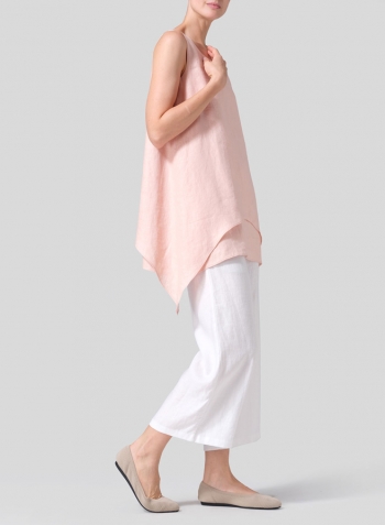 Rose Pink Linen Sleeveless Layered Lightweight Top