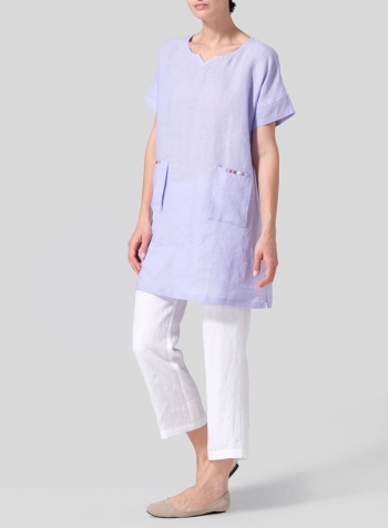 Lavender Linen Sweetheart Neckline S/S Tunics